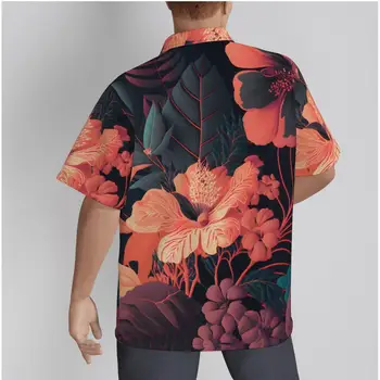 Erkek havai gömleği Çiçekler ve Yapraklar Hawaii Tarzı Üstleri Plaj Kısa Kollu Yaz Casual Düğme Up 3D Gömlek Görüntü