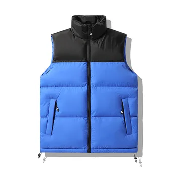Erkekler Mavi Aşağı Pamuk Yelek Kış Rahat Zip Tank Top Artı Boyutu Erkek Açık Kalın Sıcak Kolsuz Ceket Giyim Yelek 7xl 8XL Görüntü