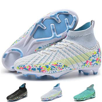 Futbol ayakkabıları Erkekler için Yüksek Ayak Bileği çocuk futbol ayakkabısı Orijinal futbol kramponları Nefes Eğitim Spor Ayakkabı Görüntü