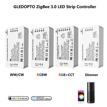 GLEDOPTO ZıgBee 3.0 LED Denetleyici RGB + CCT RGBW WWCW Dimmer LED Şerit APP / Ses Alexa / Google Kontrol DC12-24V Tuya Zigbeehub Görüntü