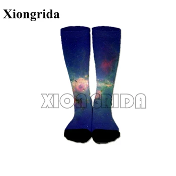 Galaxy erkek Çorapları 3D Evren Yıldızlı Gökyüzü Baskı orta çorap Kişilik Hip Hop Pamuk Uzun Çorap Unisex spor çorapları Görüntü