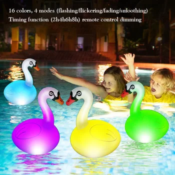 Güneş şişme Yüzen kuğu ışıkları 12 saate kadar Dayanır LED Havuz Yüzen Dış Veranda / Bahçe Düğün Parti Dekorasyon için Görüntü