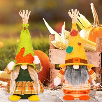 Güz Gnome Sonbahar Yaprak Şapka Meçhul İsveç Cüceler Şükran Günü Ev Pencere Noel Dekorasyon Yeni Yıl Damla Nakliye Görüntü
