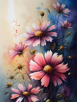 Güzel Sanat Çiçek Boyama By Numbers Yetişkinler İçin DIY Kitleri İle Tuval Üzerine HandPainted Çerçeveli Yağlıboya Resim Çizim Boyama N Görüntü