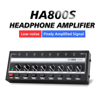 HA800S 8 Kanal kulaklık amplifikatörü Ses Stereo / mono Amplifikatör Müzik Mikser Kayıt Ultra Kompakt ses amplifikatörü Görüntü