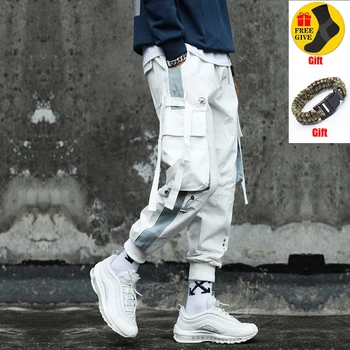 Harajuku erkek Joggers Hip Hop koşu pantolonları Erkek Sweatpants Giyim Erkek Erkek Streetwear Pantolon spor giysileri Büyük Boy Kargo Görüntü