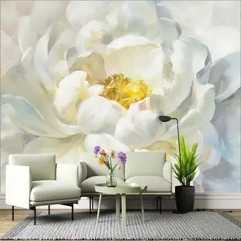 Iskandinav el-boyalı soyut çiçek tomurcukları 3D özelleştirilmiş yatak odası, oturma odası, kanepe, TV arka plan duvar, duvar, duvar kağıdı Görüntü