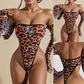 Kadın Eğlenceli İç Çamaşırı Uzun Kollu Şekillendirme Örgü Baskılı İç Çamaşırı Sıcak Erotik İç Çamaşırı Sexi Egzotik Giyim Örgü Görüntü