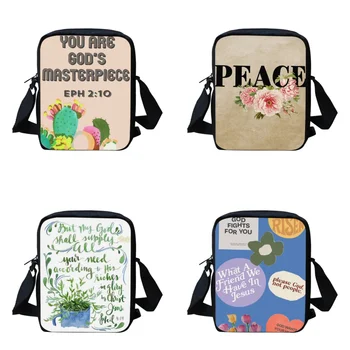 Kadın omuz çantaları Ayarlanabilir Şiir İncil Baskı Küçük Çanta Seyahat Kızlar için Taşınabilir Çocuk Çapraz Vücut Çanta 2023 Görüntü