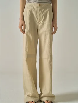 Kadınlar Vintage Patchwork Kargo Pantolon 2023 Yaz Yeni Bayanlar Tüm Maç Gevşek Düz Büyük Cepler Dekorasyon Pantolon Görüntü