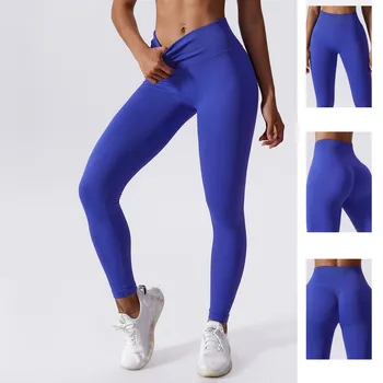 Kadınlar Yüksek Bel Dikişsiz Yoga Pantolon Zayıflama Koşu fitness pantolonları Kalça Kaldırma Açık Rahat Spor Tayt Görüntü