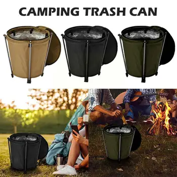 Kamp çöp tenekesi Katlanabilir Kirli kıyafet sepeti Taşınabilir Kullanımlık katlanabilir Bahçe Yard çöp torbası depolama Bahçe Piknik için Görüntü