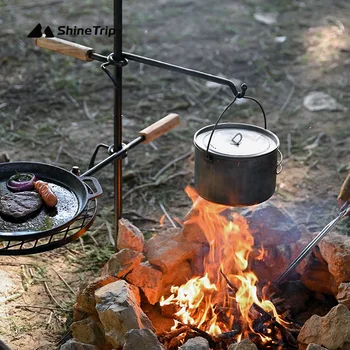 Katlanabilir Kamp Ateşi Pişirme Açık ateşte kamp ateşi Çukur BARBEKÜ Standı saksı rafı Açık Kamp Araçları Görüntü