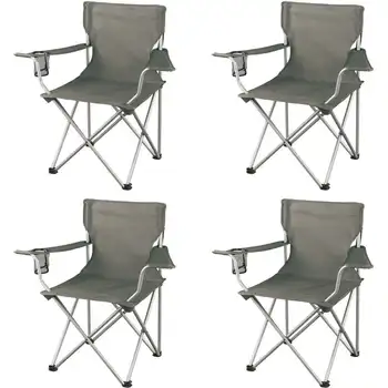 Katlanır Kamp Sandalyeleri, File Bardaklı, 4'lü Set, 32,10 x 19,10 x 32,10 inç Görüntü