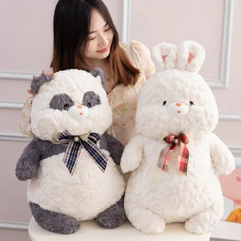 Kawaii Tavşan Panda peluş oyuncak Sevimli Doldurulmuş Hayvanlar Domuz Yumuşak Yastık Çocuk Bebek Hediyeleri Kız Erkek Güzel Odası Dekor Görüntü
