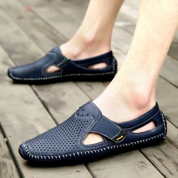 Klasik Siyah Loafer'lar Erkekler Nefes deri ayakkabı düz rahat ayakkabılar Erkekler Slip-on Bezelye Ayakkabı Erkekler için Ayakkabı Erkekler rahat ayakkabılar Görüntü