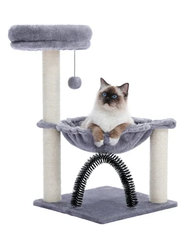Küçük Kedi Ağacı Kedi Kulesi ile Yavru için Süper Büyük Peluş Hamak Kedi tırmalama sütunu ile Kapalı Kediler için Üst Levrek Kedi Fırça Görüntü