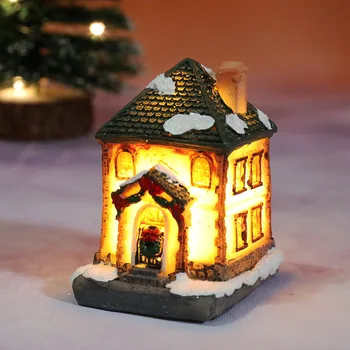Küçük Peyzaj Reçine Küçük Ev, Noel Süsleri, Mikro, Noel Hediyesi, Yeni Görüntü