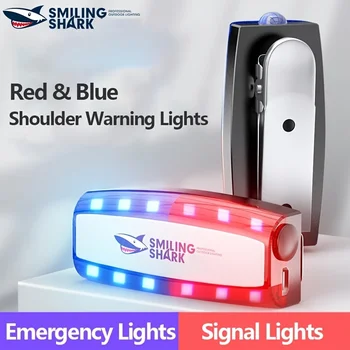 Kırmızı Mavi flaşlı uyarı lambası sinyal ışığı Polis Devriye Güvenlik Omuz Klip Flaş ışığı Alarmı Mıknatıs USB şarj edilebilir el feneri Görüntü