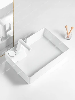 Masa Kontrol Masası Havzası Gizli Yan Arka Su Balkon lavabo Çamaşır makine lavabosu Seramik Ev Lavabo Görüntü