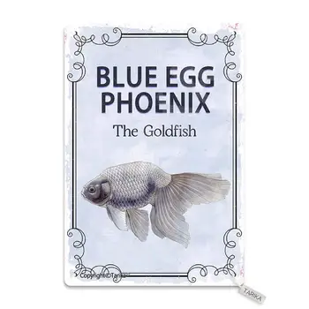 Mavi Yumurta Phoenix Goldfish 20X30 cm Teneke Vintage Bak Dekorasyon Plak Burcu Ev Mutfak Banyo Çiftlik Bahçe Garaj Insp Görüntü