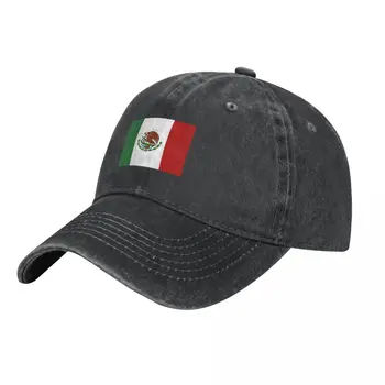 Meksika bayrağı Ulusal Meksika Beyzbol Kapaklar Retro Sıkıntılı Denim Mex güneşlikli kep Unisex Açık Tüm Mevsim seyahat hediyesi Şapka Kap Görüntü