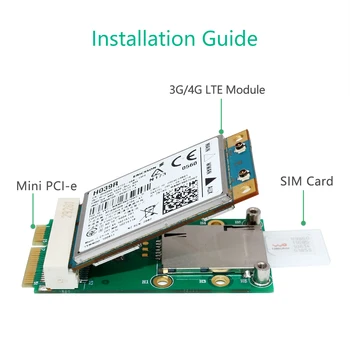 Mini PCI - E Adaptörü için SIM Kart Yuvası ile 3G / 4G ,WWAN LTE ,GPS kartı İle kendinden elastik SIM kart tutucu Görüntü