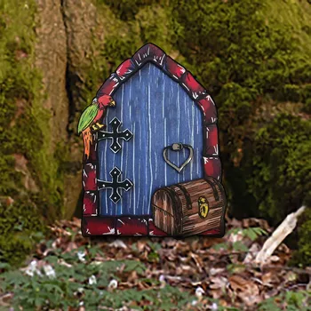 Mini Peri Bahçe Kapısı Ahşap Mini Bahçe Kapısı Elf Kapı Bezemeleri Ahşap Minyatür Ağaçlar Bahçe Dekorasyonu Peri Kapısı Görüntü