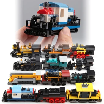 Mini Retro Buharlı Tren Lokomotif Modeli oyuncak inşaat blokları Sanayi Devrimi Şehir Steampunk Dönemi Tuğla çocuk Günü Hediyesi Görüntü