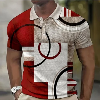 Moda Erkek polo gömlekler 3d Ekleme Ekose Baskı Sanat Erkek Giyim Büyük Boy Gömlek Günlük Rahat Kısa Kollu Sokak Serin Üstleri Görüntü