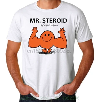 Mr Steroid Komik Erkek Spor Salonu Eğitmen Egzersiz Kasları Beyaz Yenilik Yeni T Shirt %100 % Pamuk moda tişörtler Görüntü