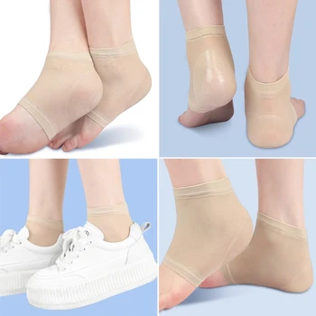 Nemlendirici Jel Topuk Çorap Spa Çorap Ayak Bakımı Tedavisi için Çatlak Topuklu, Kuru Ayak, Ayak Nasır Jel Topuk Koruyucuları 24BD Görüntü