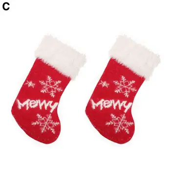 Noel Ağacı Süsleme Canlı Kar Tanesi Baskı Noel Çorap Kapasiteli Şeker Çanta Noel Ağacı Şenlikli Kordon Asılı Görüntü