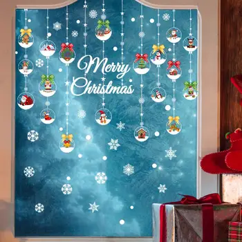 Noel Baba Sticker Noel Partisi Dekorasyon Şenlikli Noel Pencere Çıkartmaları Kardan Adam Noel Baba Çıkartmalar Su Geçirmez Kolay kabuğu Görüntü