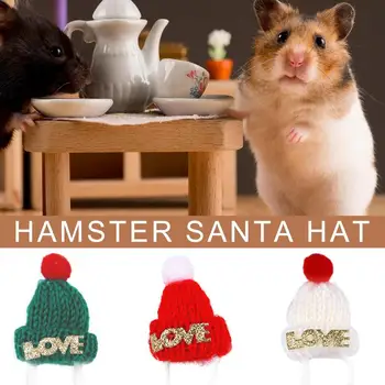 Noel Mini Pet Şapka Hamster Santa Şapka Mini Noel Sevimli Şapka Küçük Hayvan Evcil Şapka İle Elastik çene kayışı Hamster İçin Görüntü