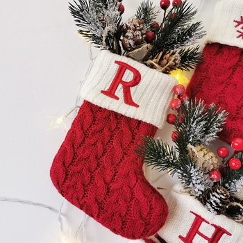 Noel Çorap Örgü Kar Tanesi Mektup Çorap Noel Dekorasyon Ev Partisi Dekorasyon İçin Noel Kolye Hediyeler Görüntü