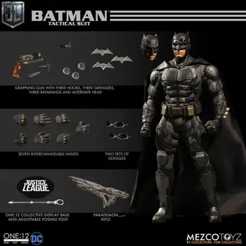 Orijinal MEZCO ONE: 12 Toplu Justice League Taktik Takım Batman 1/12 Stokta Eylem Koleksiyonu Rakamlar Model Oyuncaklar Görüntü