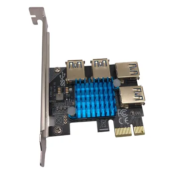 PCIE 1 ila 4 Yükseltici Kart LED Altın USB 3.0 Çoğaltıcı Hub PCI Express X1 PCI-E 16X Yükseltici Ekran Kartı için Bitcoin Madenci Madencilik Görüntü