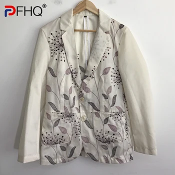PFHQ Chinoiserie Çiçek Nakış Blazers Tasarımcı erkek Kişiselleştirilmiş Rahat Yaratıcılık Gevşek Orijinal Mizaç Takım Elbise 21Z1550 Görüntü
