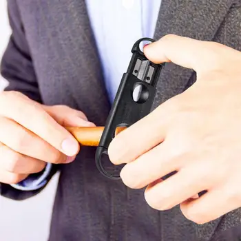 Puro Kesici Paslanmaz Çelik Charuto Makası V şeklinde Puro Optimum Kesme Derinliği Zımba Çubuğu Malzemeleri Sigara Aksesuarları Görüntü