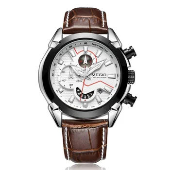 Quartz saat Erkekler İçin Askeri Spor İzle Üst Marka Lüks Deri Kayış Kuvars Kol Saati Erkek Saat Chronograph Reloj Hombre Görüntü