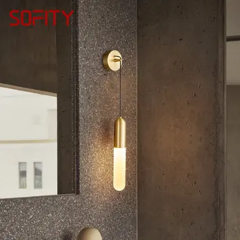 RONİN Çağdaş Pirinç Duvar Lambası LED Altın Bakır Aplik Aydınlatma Basit Yaratıcı Dekor Ev Yatak Oturma Odası için Görüntü