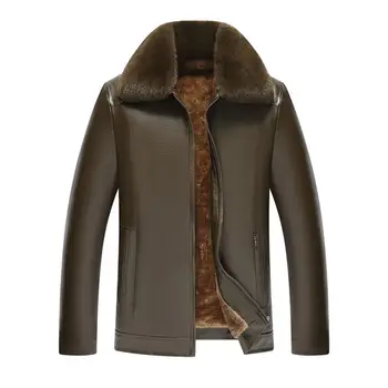 Rahat Ceket Şık erkek Faux deri ceketler Sonbahar Kış Rüzgar Geçirmez Uzun Kollu Fermuar Placket Tasarım Uzun kollu Görüntü