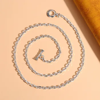 S925 Ayar Gümüş Zincir Kolye kadınlar için Kore Baskı Tai Kok Zinciri Çok Yönlü ve niş tasarım Kazak Zinciri Görüntü