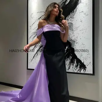 Saten Kat Uzunlukta Trompet Uzun Şal Mermaid Akşam Elbise Suudi Arabistan Balo elbisesi Seksi Kadınlar İçin 2023 Görüntü