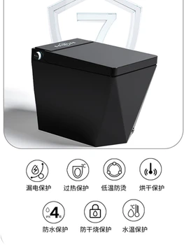 Siyah akıllı tuvalet kişiselleştirilmiş otomatik anında ısıtma kare susuz basınç sınırı siyah elektrikli tuvalet Görüntü