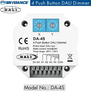 Skydance DA-4S Anahtarı Sinyal 4 Push Button Dimmer ile Çalışmak DALI Master Bus Güç Kaynağı Kodlama Seçin Adresleri led ışık Görüntü