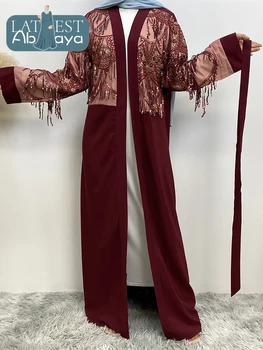 Son Abayas Kadınlar İçin İslami Elbiseler Müslüman Mütevazı Elbise Dubai Lüks Kaftan Kimono Fas Kaftan Kadın Ramazan Sıcak Satış Görüntü