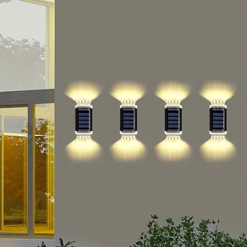 Süper parlak güneş enerjili LED kapı çit duvar ışıkları açık bahçe bahçe lambası Görüntü