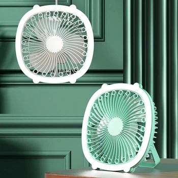 Tavanda asılı fanlar çok fonksiyonlu ev masa soğutma fanı ile taşınabilir ışık USB şarj edilebilir dönebilen açık spor için Görüntü